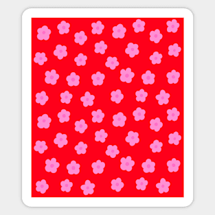 Pink and Red Groovy Flower Pattern Sticker